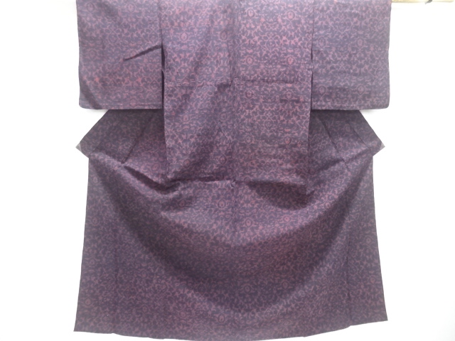 JAPANESE KIMONO / ANTIQUE HITOE KIMONO / TAISHO ROMAN STYLE / SILK / MAWATA OJIYA TSUMUGI / WOVEN FLORAL SARASA